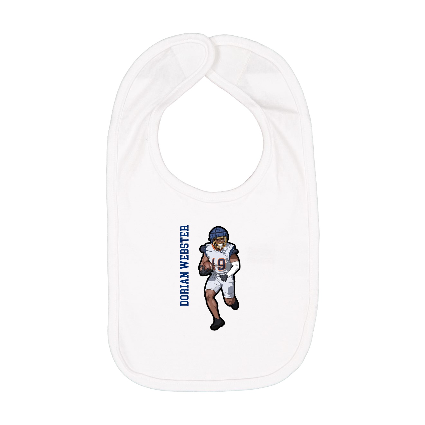 Infant Bib — Name Vertical in White