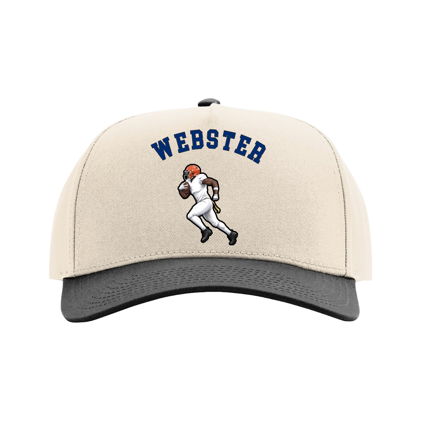 Full Fabric Five-Panel Champ Cap — Shirsey Arch in Cream/Black