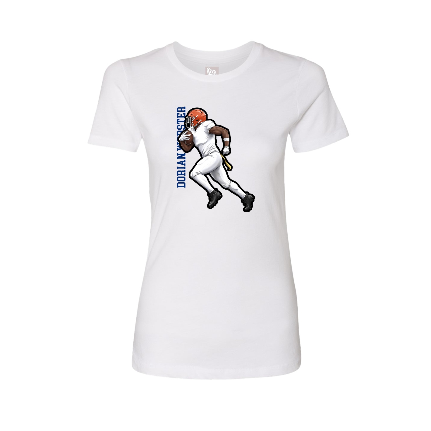 Womens Tee — Name Vertical in White