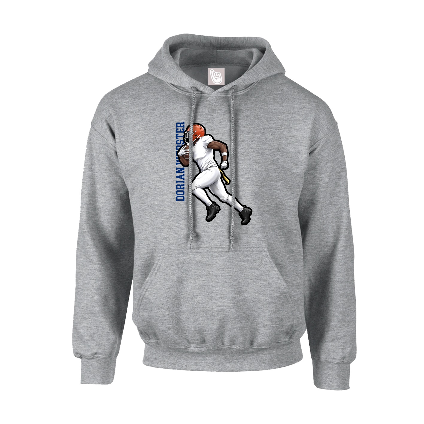Youth Hoodie — Name Vertical in Grey