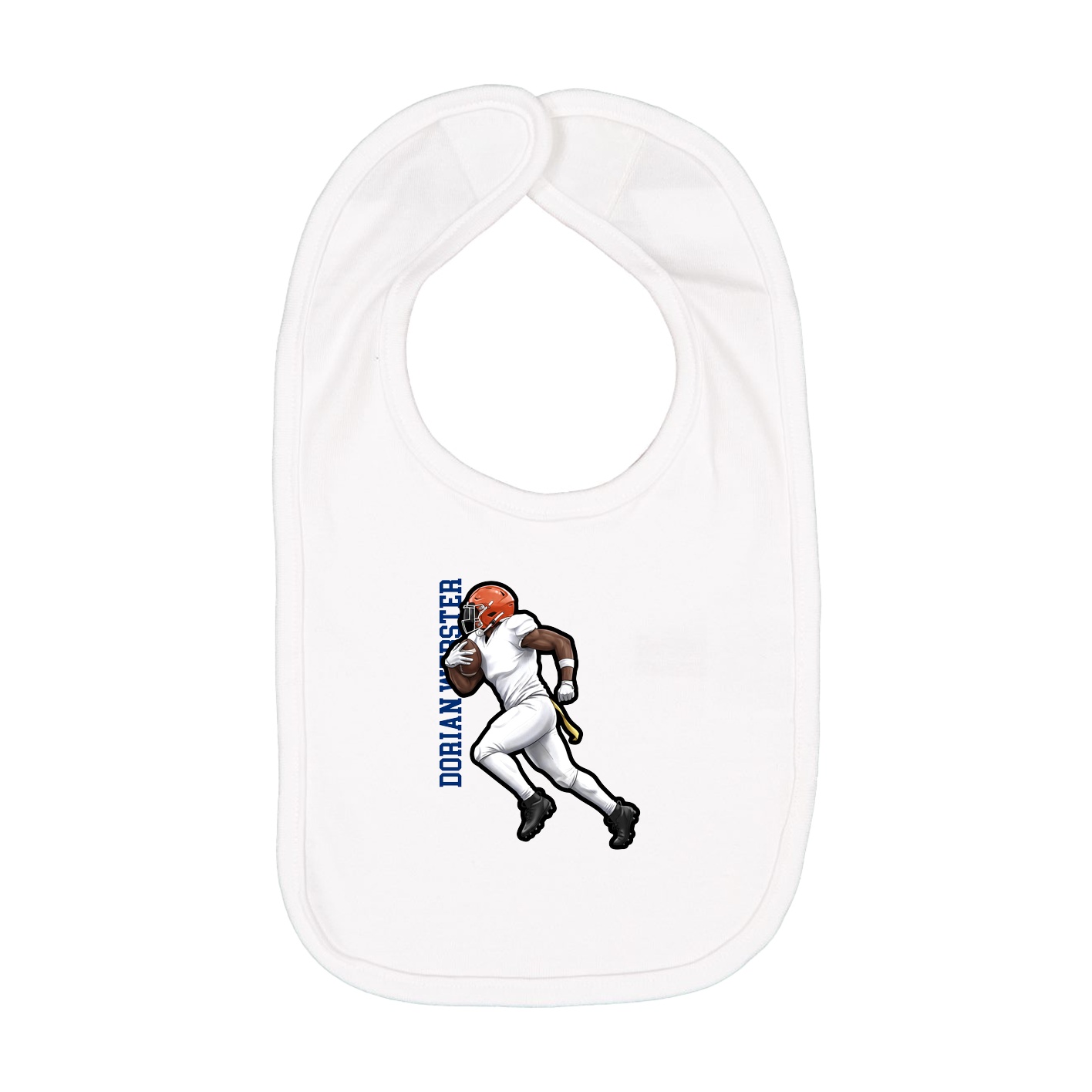 Infant Bib — Name Vertical in White