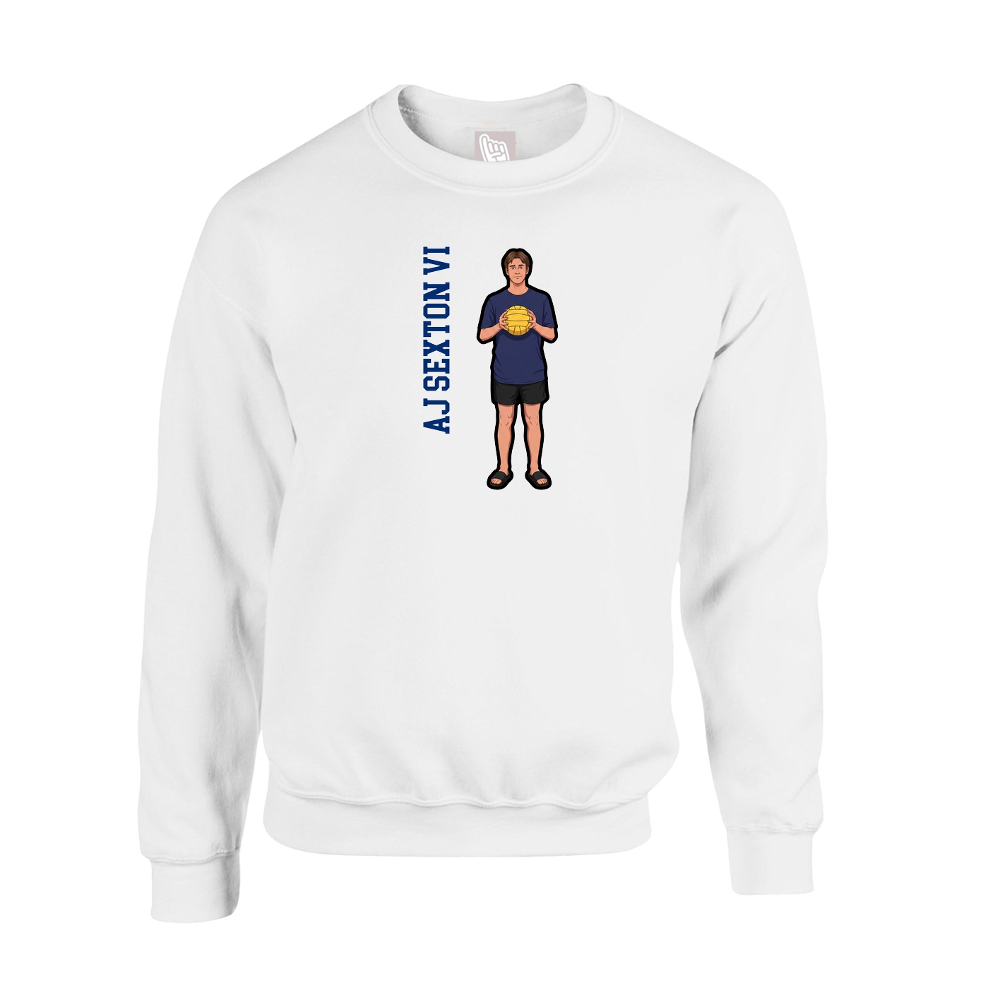 Fleece Crew — Name Vertical in White