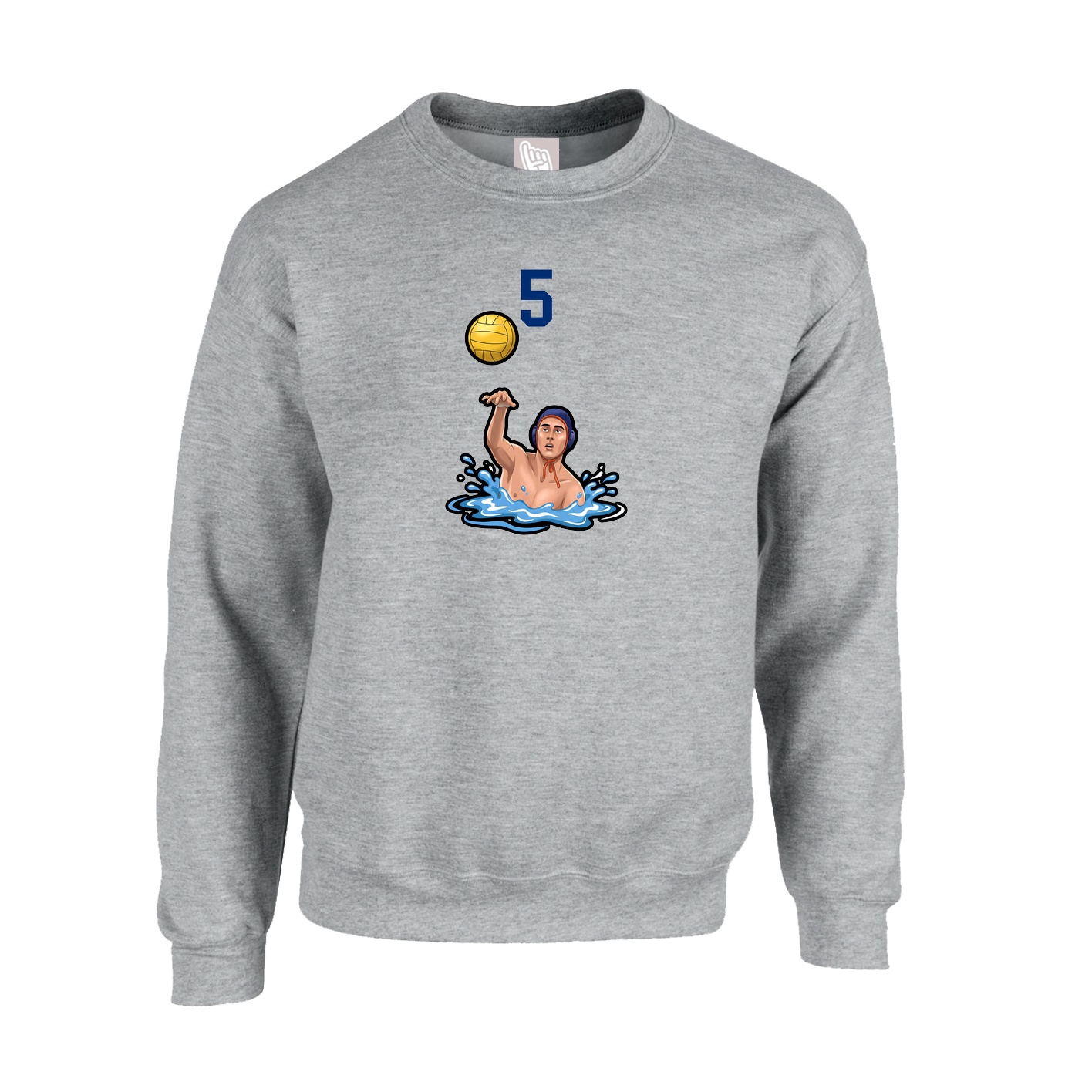Fleece Crew — Number Top in Grey