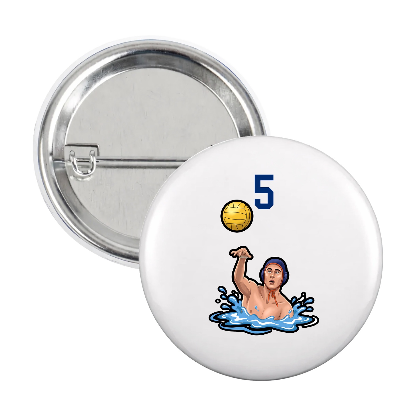 Game Day Button — Number Top in White