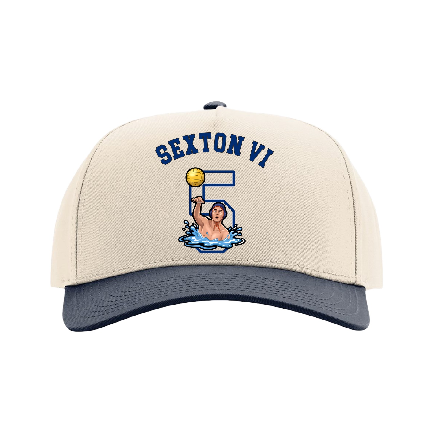 Full Fabric Five-Panel Champ Cap — Shirsey Arch in Cream/Navy