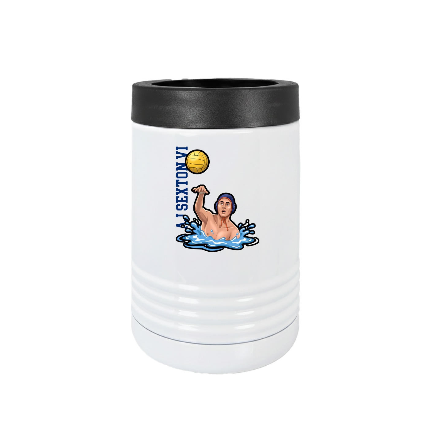 Beverage Holder — Name Vertical in White
