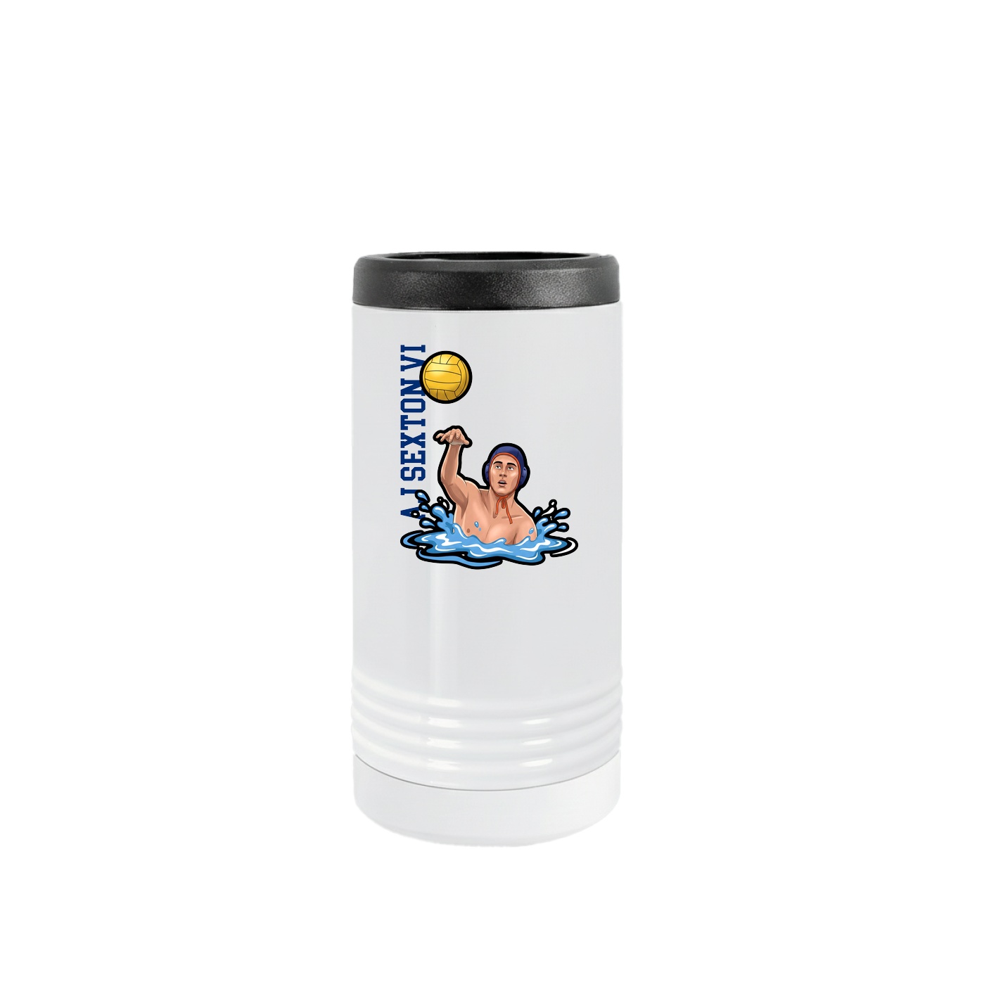 Slim Beverage Holder — Name Vertical in White