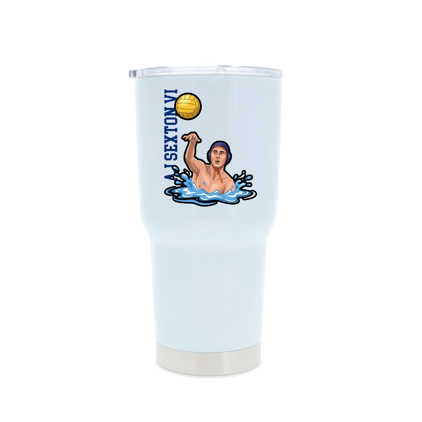30oz Stainless Steel Tumbler — Name Vertical in White
