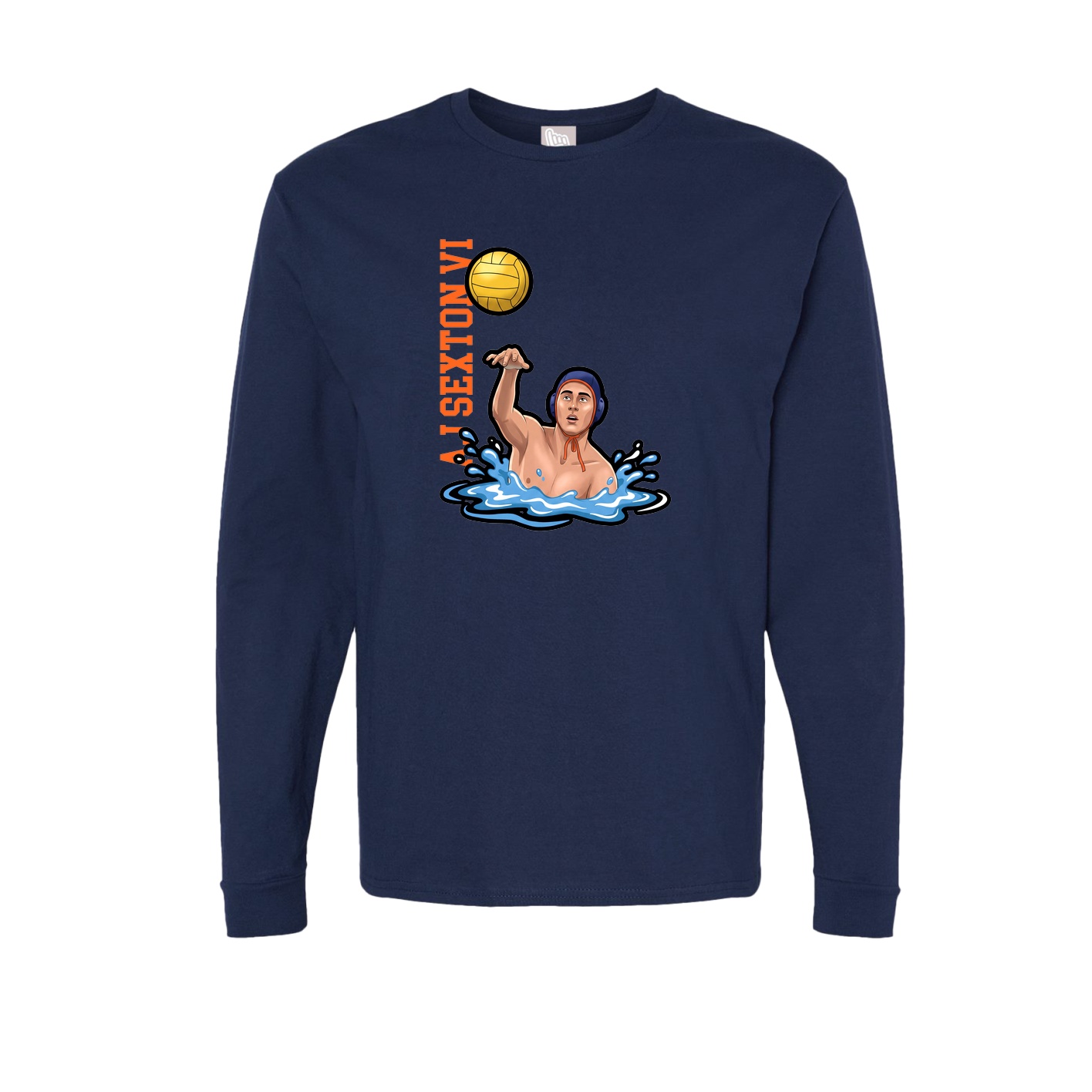 Long Sleeve Tee — Name Vertical in Navy