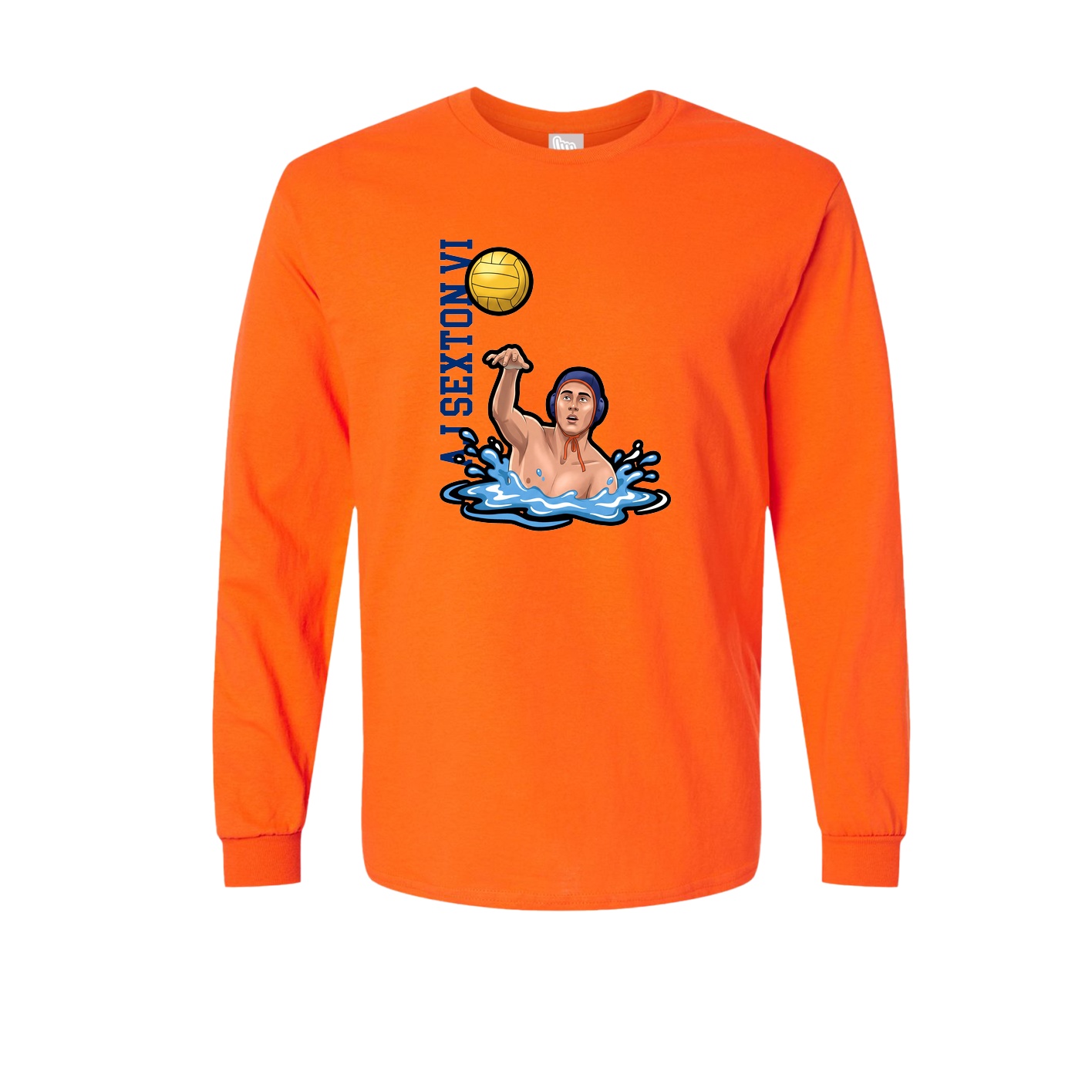 Long Sleeve Tee — Name Vertical in Orange