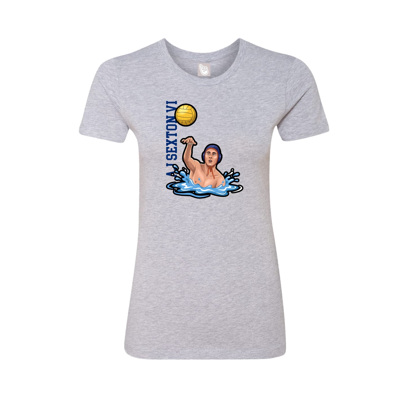 Fitted Women's Tee — Name Vertical in Grey