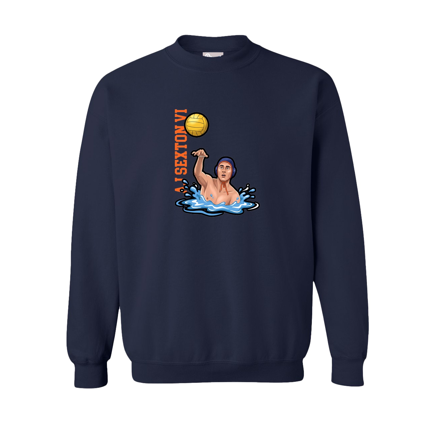 Fleece Crew — Name Vertical in Navy