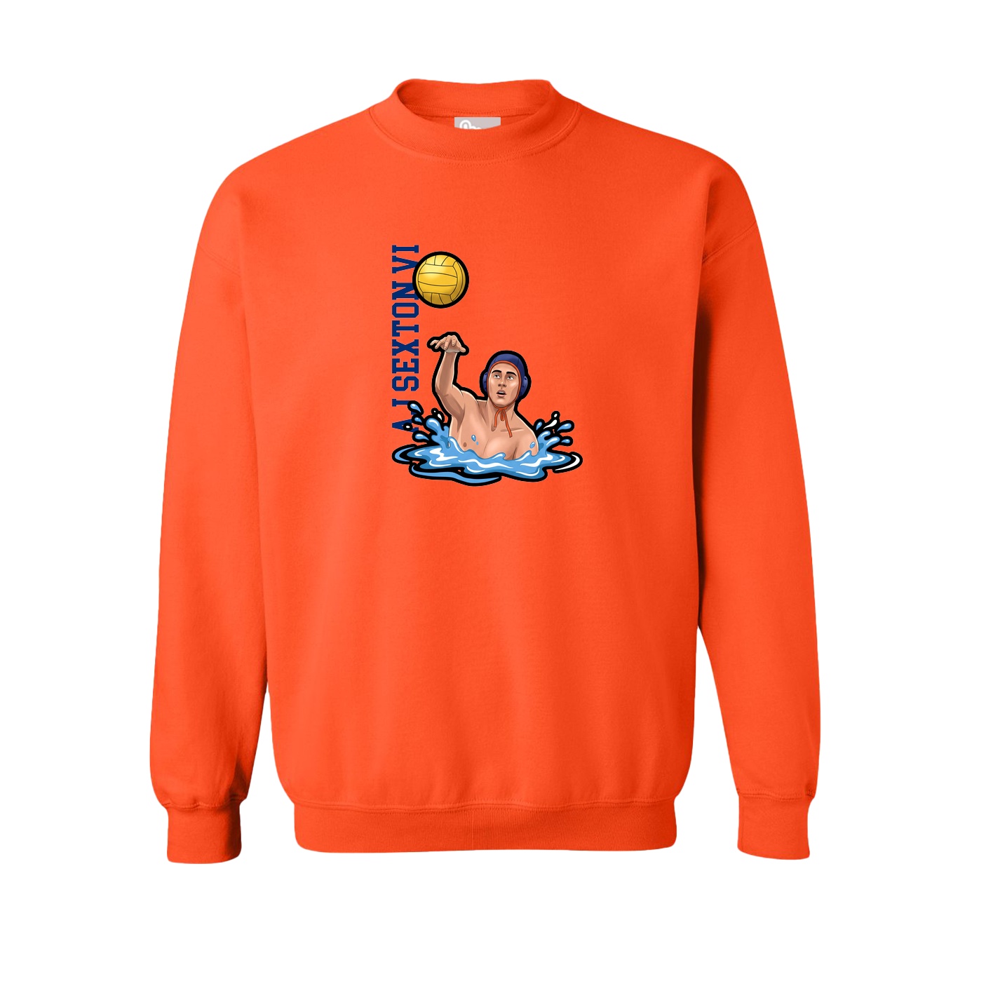 Fleece Crew — Name Vertical in Orange