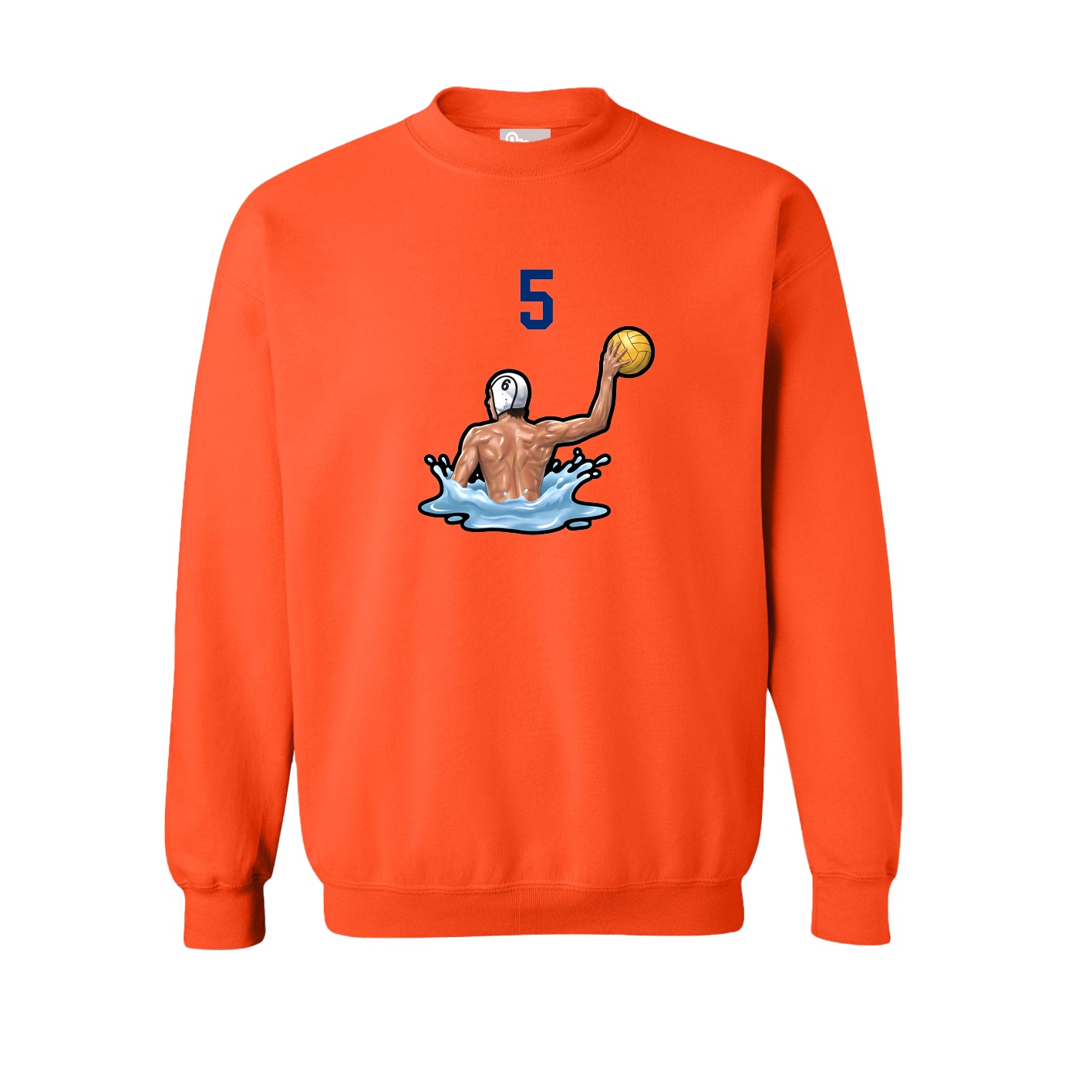 Fleece Crew — Number Top in Orange