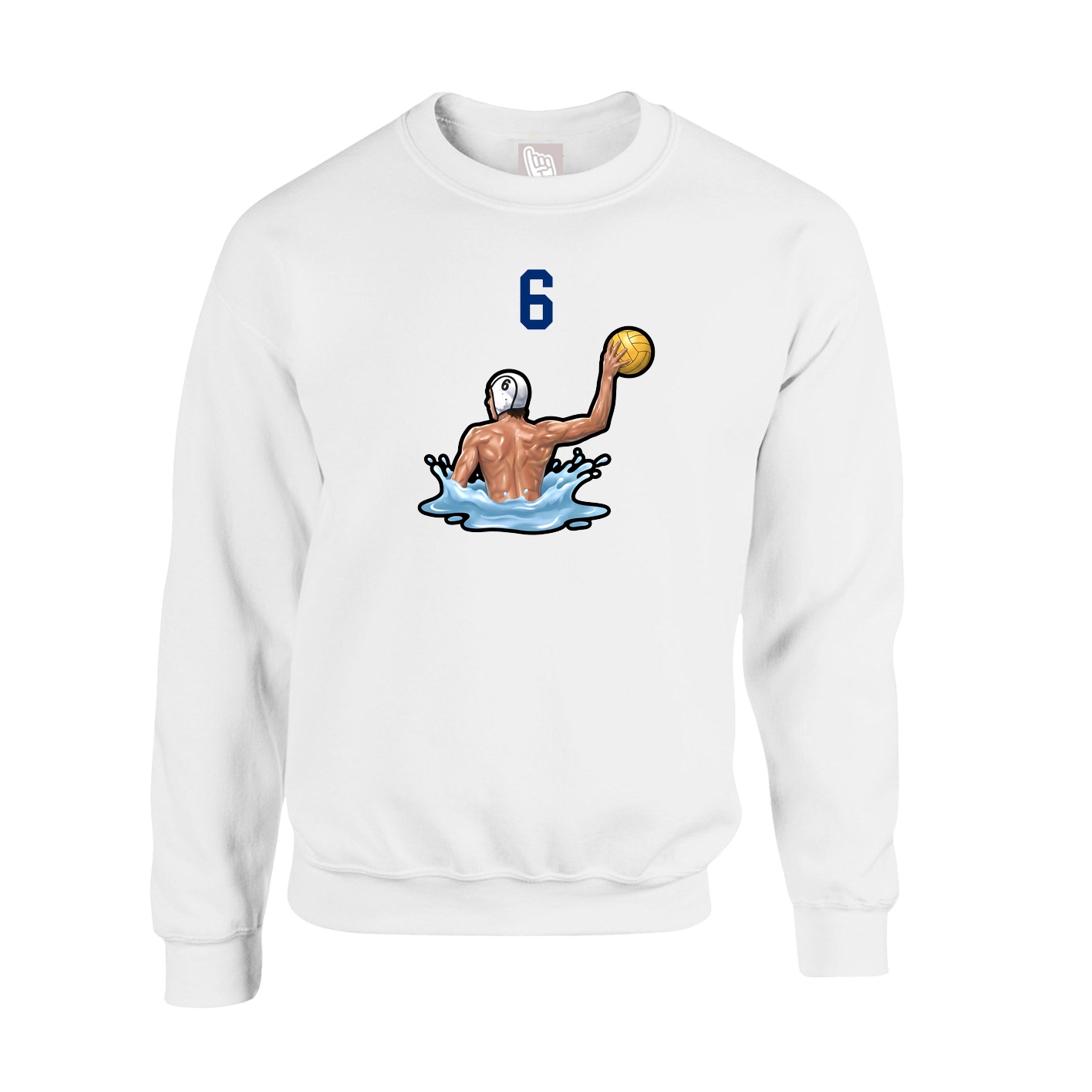 Fleece Crew — Number Top in White