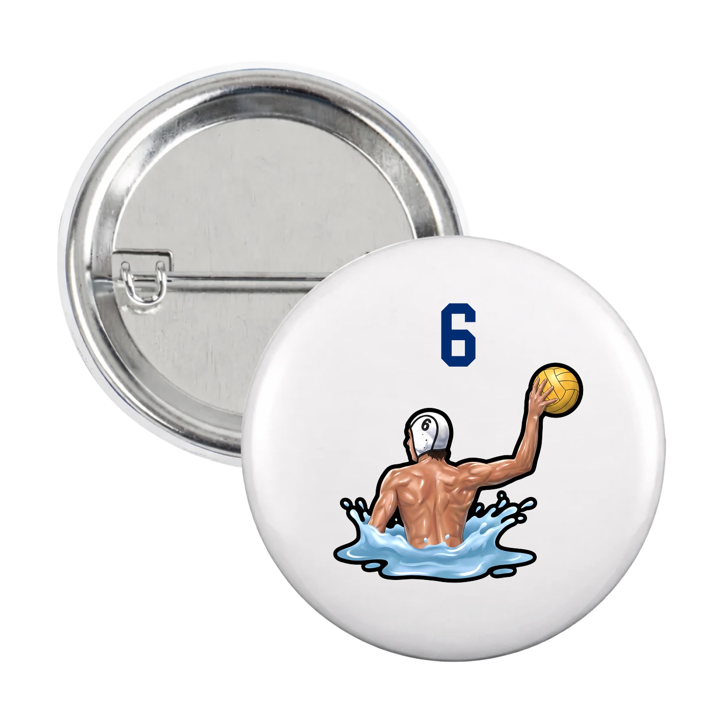 Game Day Button — Number Top in White