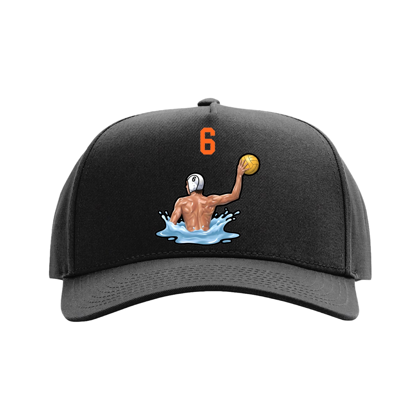 Full Fabric Five-Panel Champ Cap — Number Top in Black