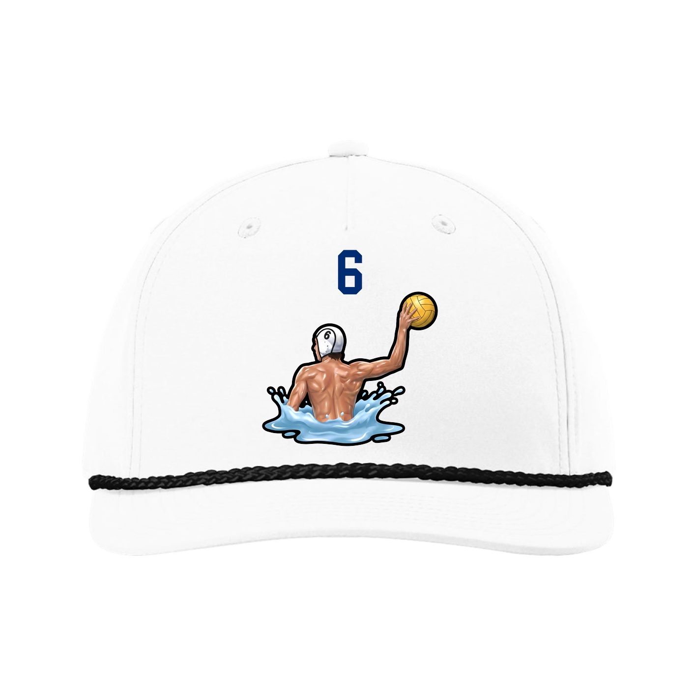 Five-Panel Classic Rope Cap — Number Top in White