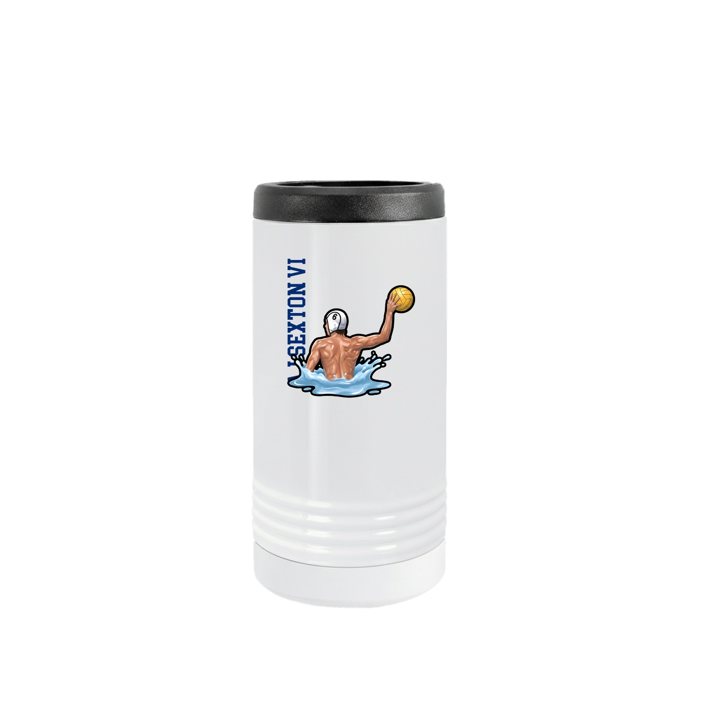 Slim Beverage Holder — Name Vertical in White