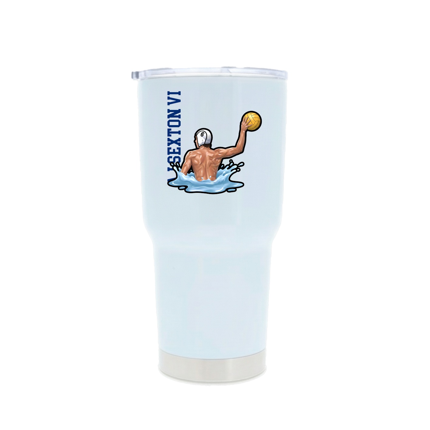 30oz Stainless Steel Tumbler — Name Vertical in White