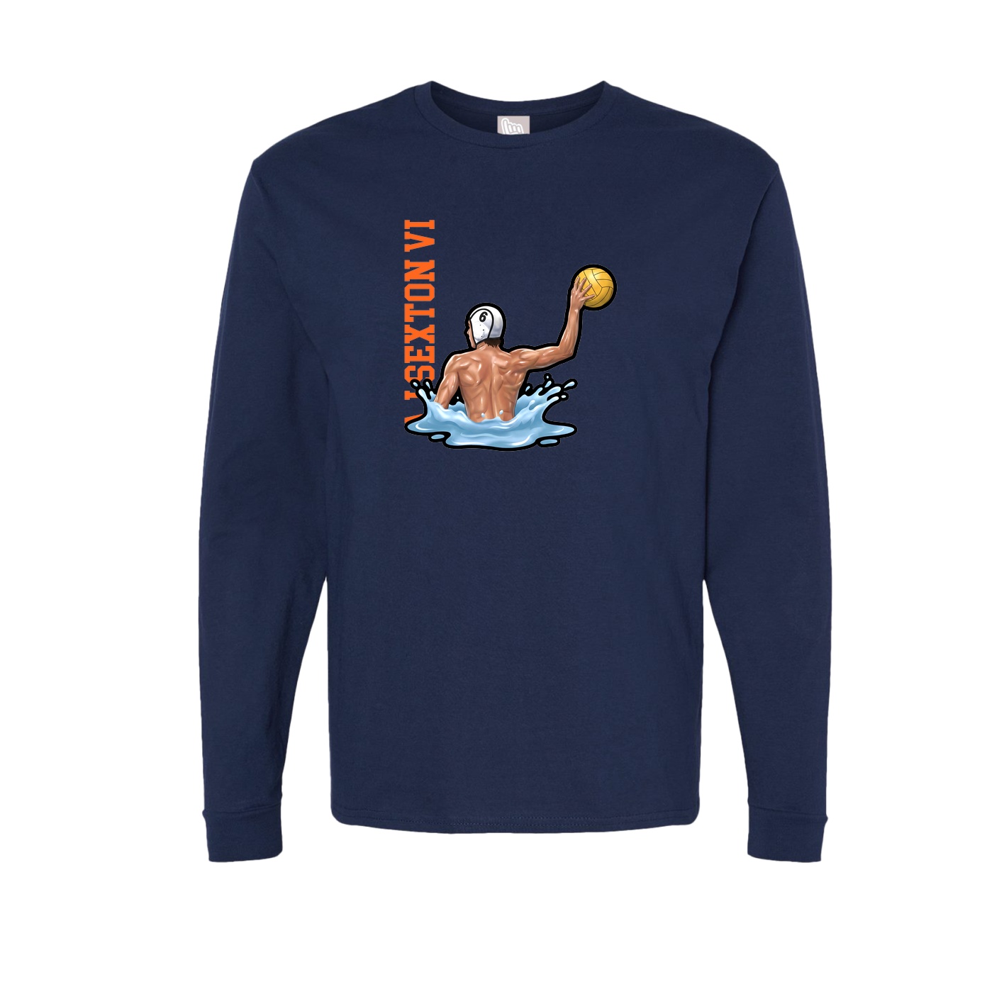 Long Sleeve Tee — Name Vertical in Navy