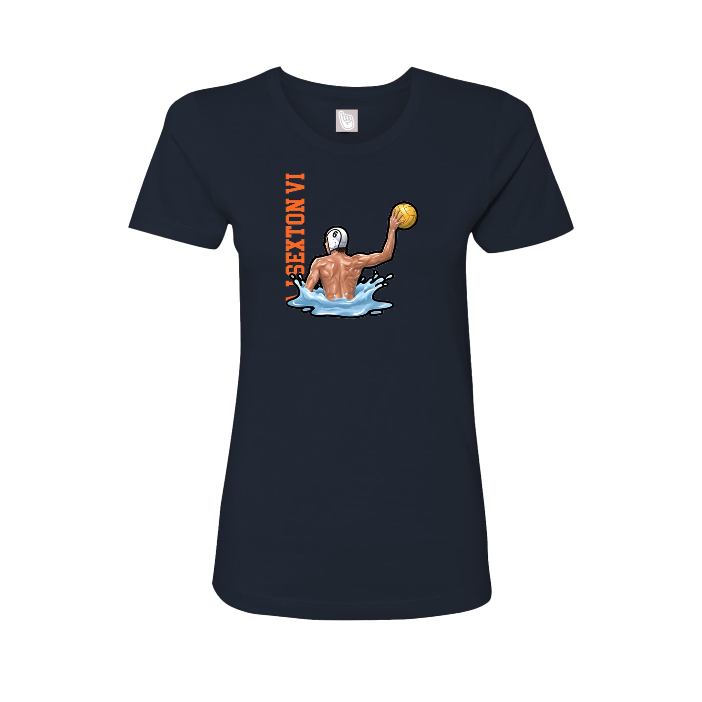 Fitted Women's Tee — Name Vertical in Navy
