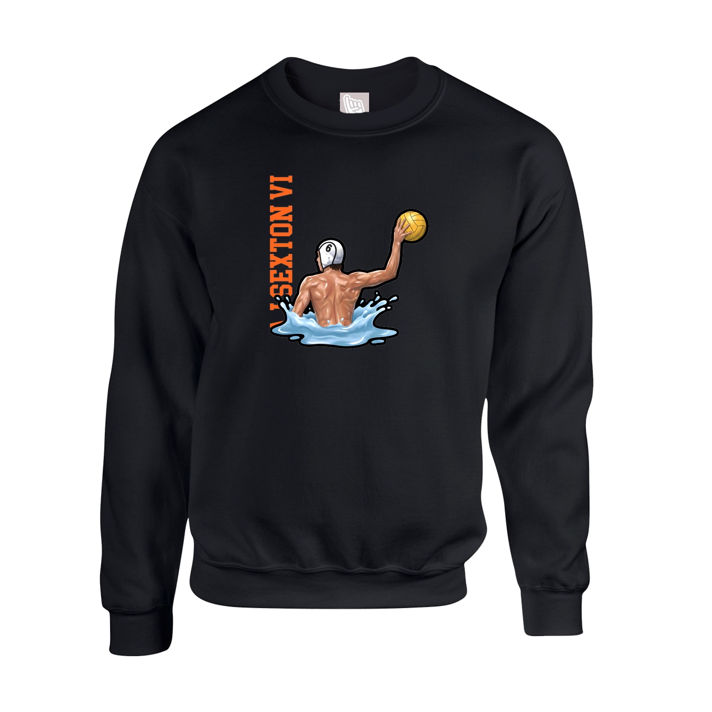 Fleece Crew — Name Vertical in Black