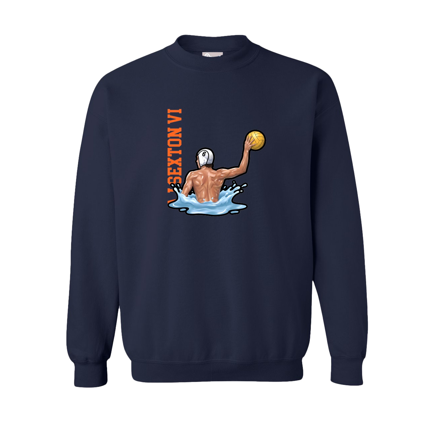 Fleece Crew — Name Vertical in Navy