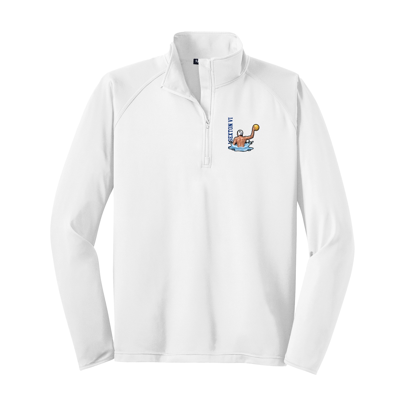 Q-Zip Pullover — Name Vertical in White