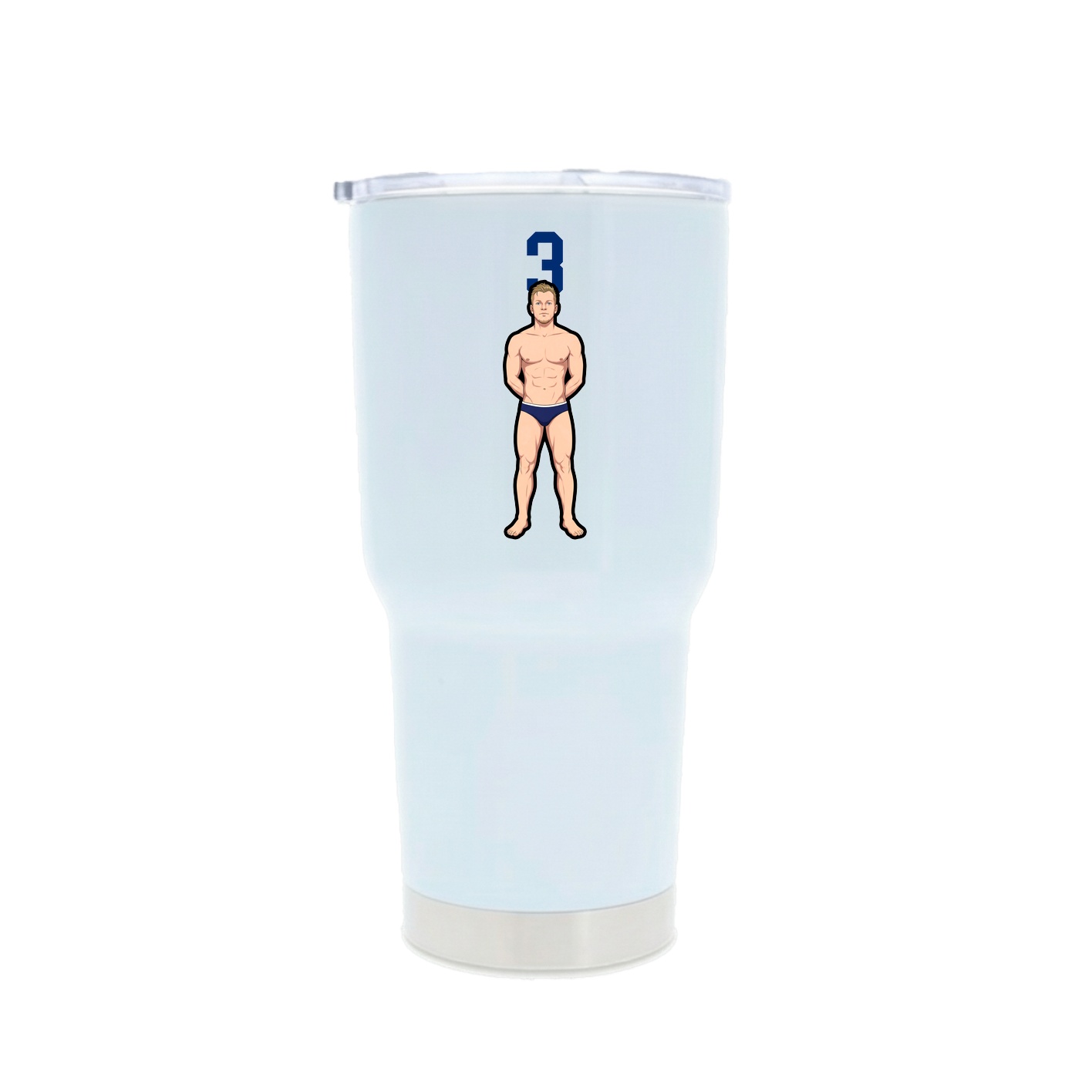 30oz Stainless Steel Tumbler — Number Top in White