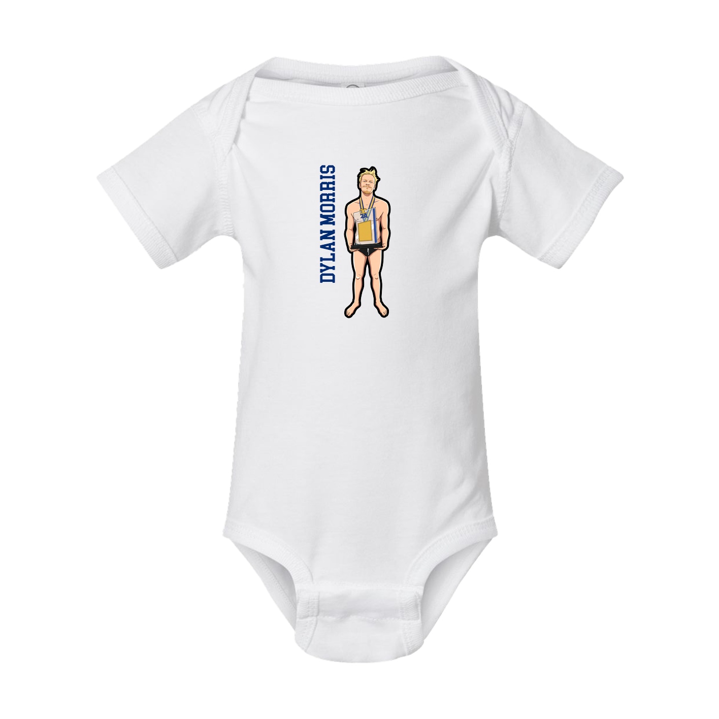Baby Onesie — Name Vertical in White