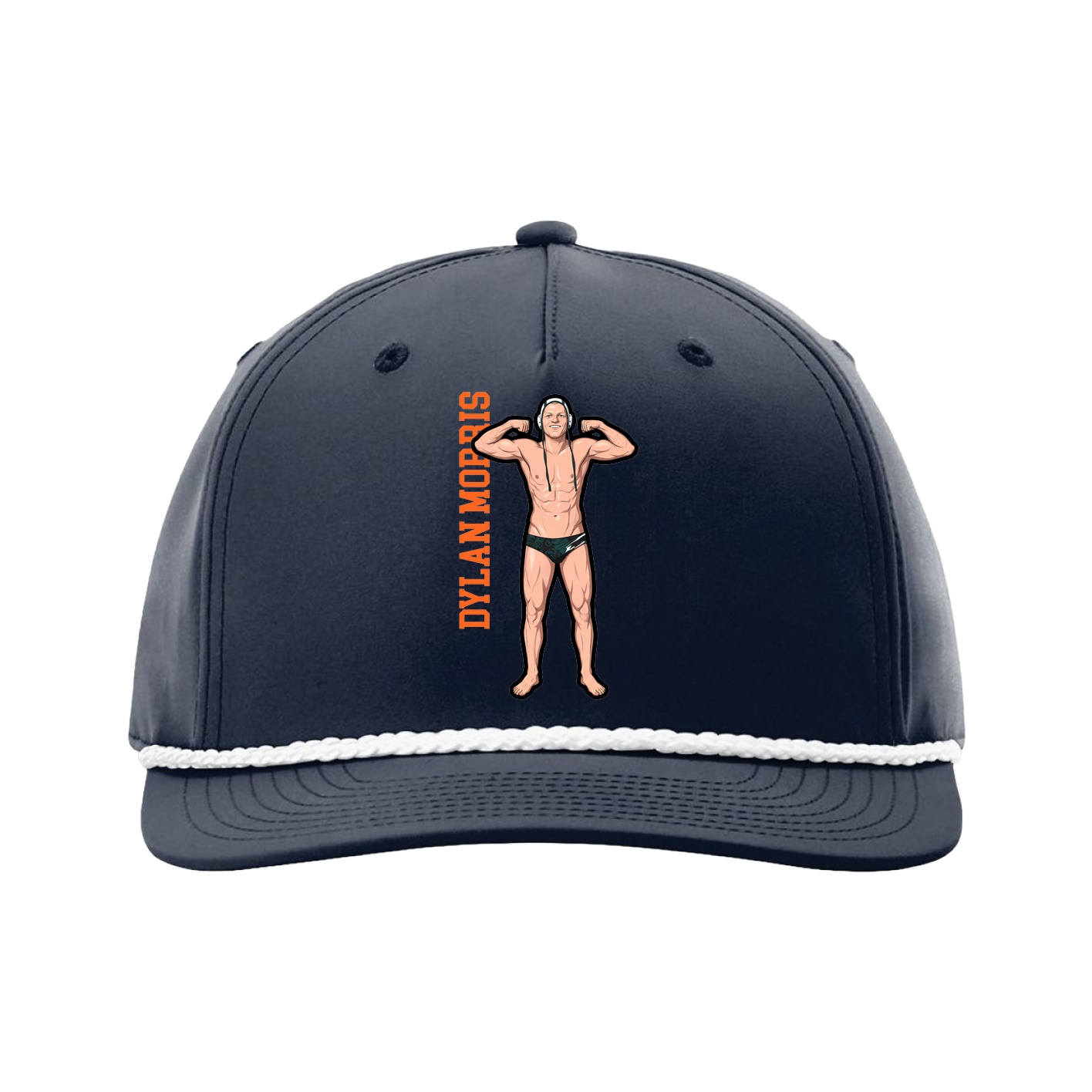 Five-Panel Classic Rope Cap — Name Vertical in Navy