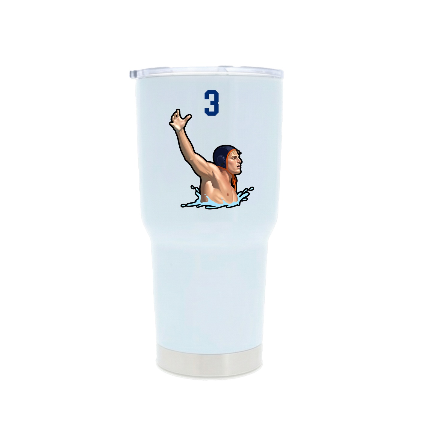 30oz Stainless Steel Tumbler — Number Top in White