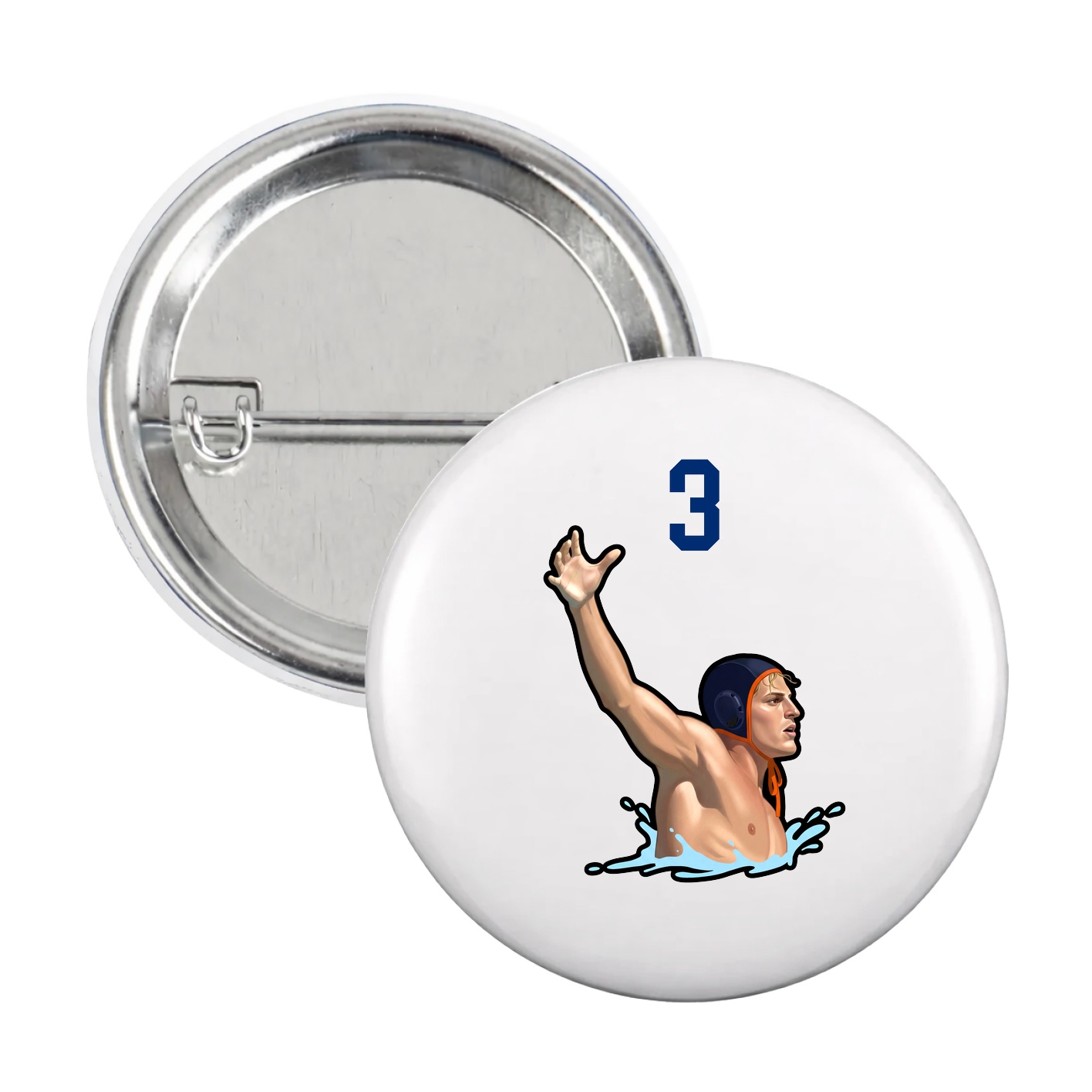 Game Day Button — Number Top in White