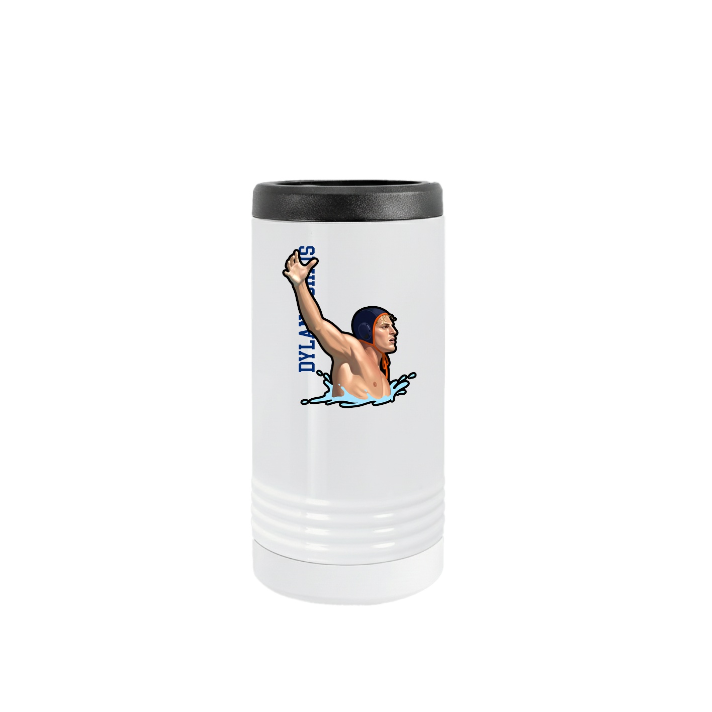 Slim Beverage Holder — Name Vertical in White