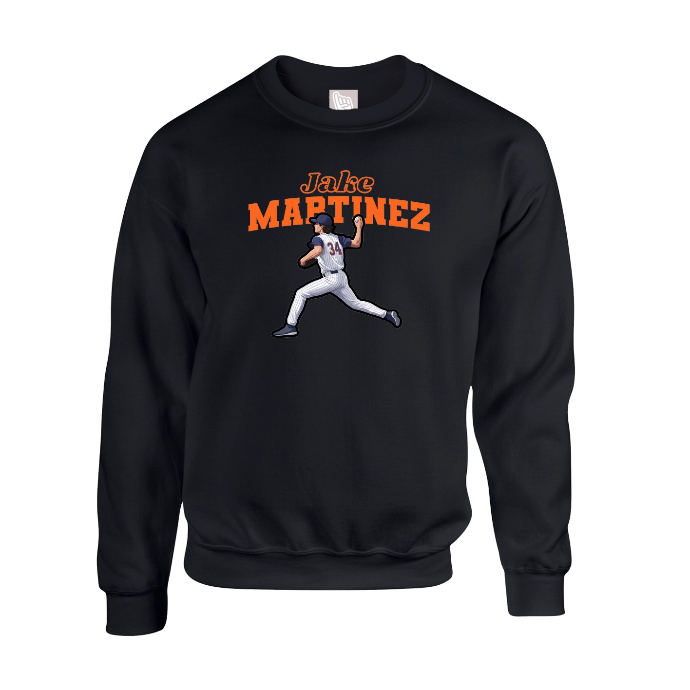 Fleece Crew — Name Arch in Black