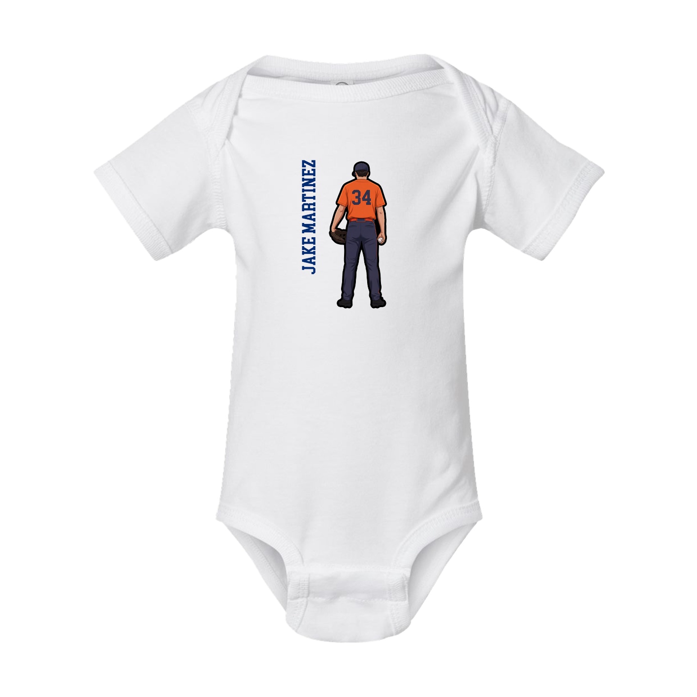 Baby Onesie — Name Vertical in White