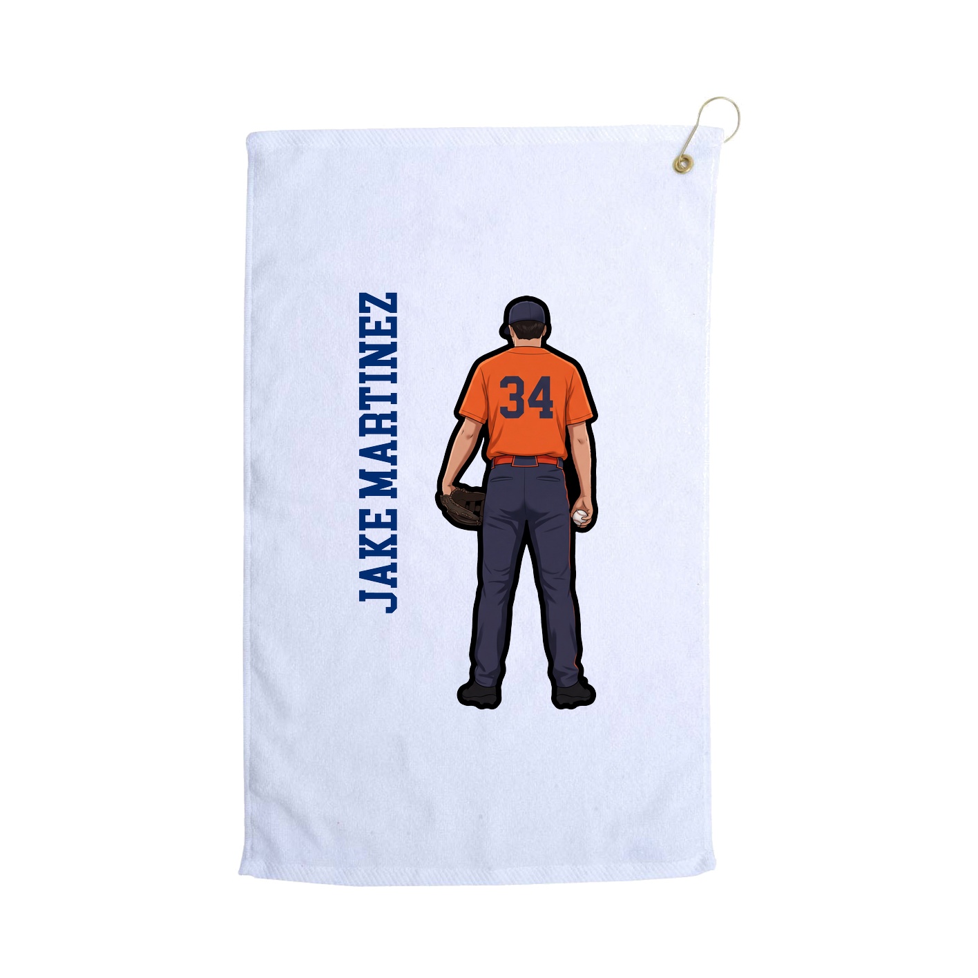 Golf Towel — Name Vertical in White