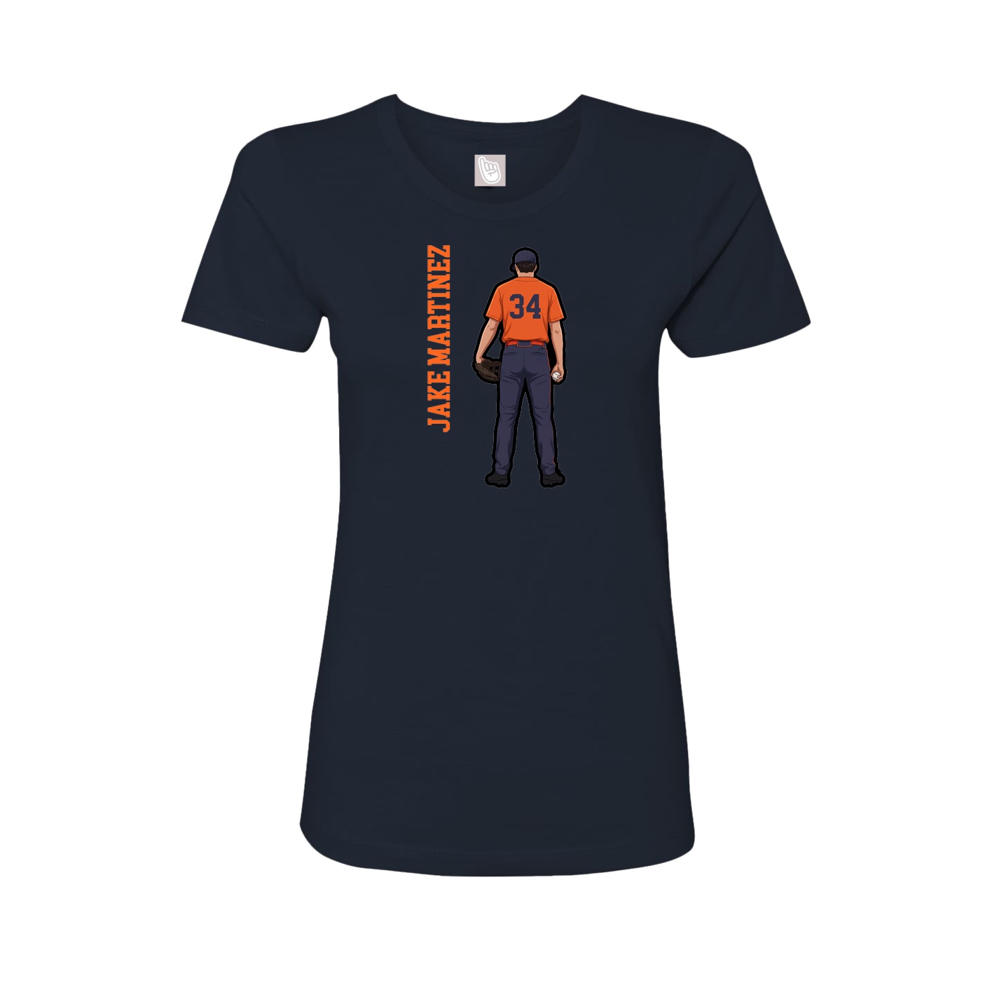 Fitted Women's Tee — Name Vertical in Navy