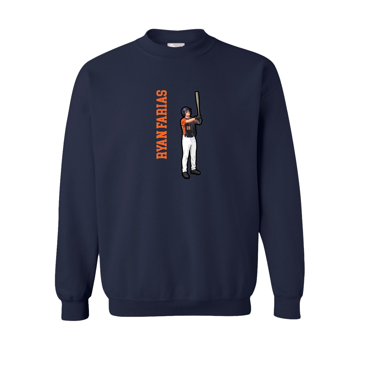 Fleece Crew — Name Vertical in Navy