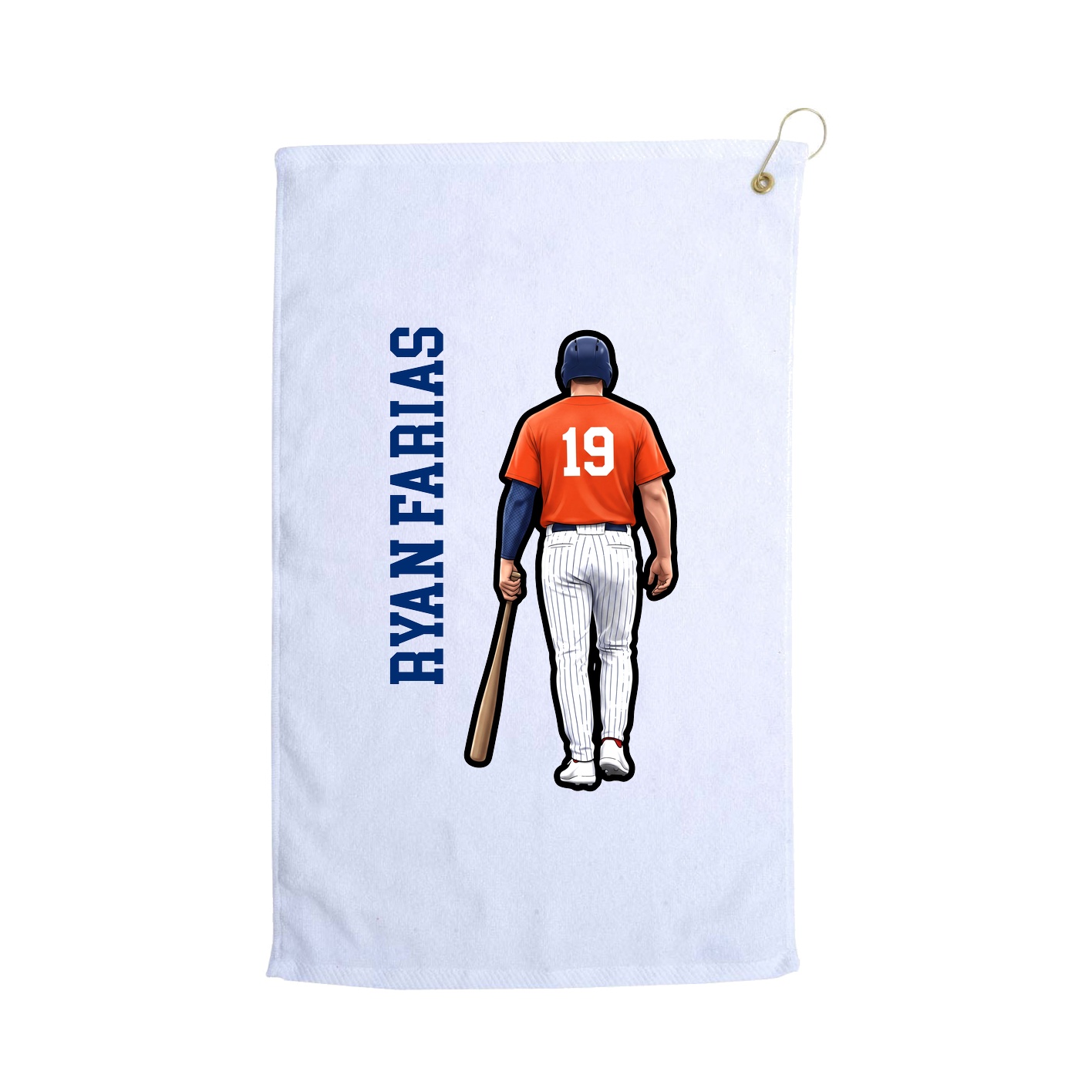 Golf Towel — Name Vertical in White
