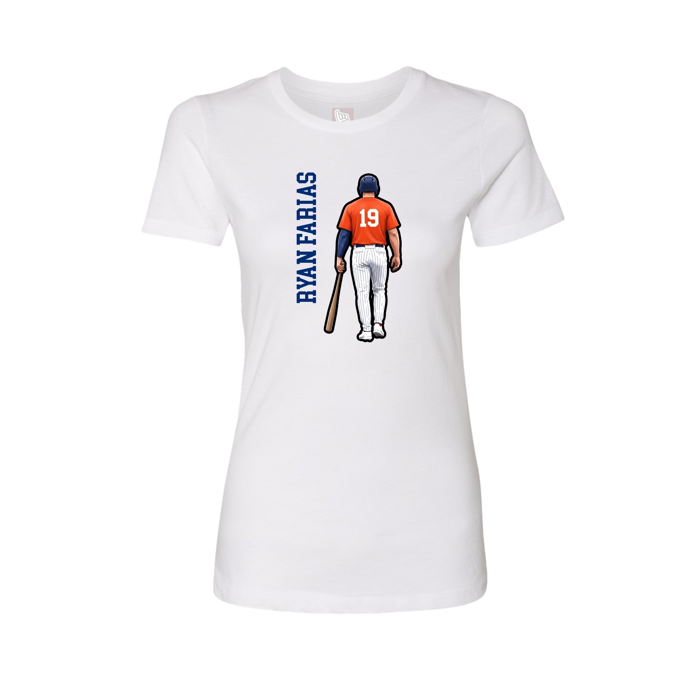Fitted Women's Tee — Name Vertical in White