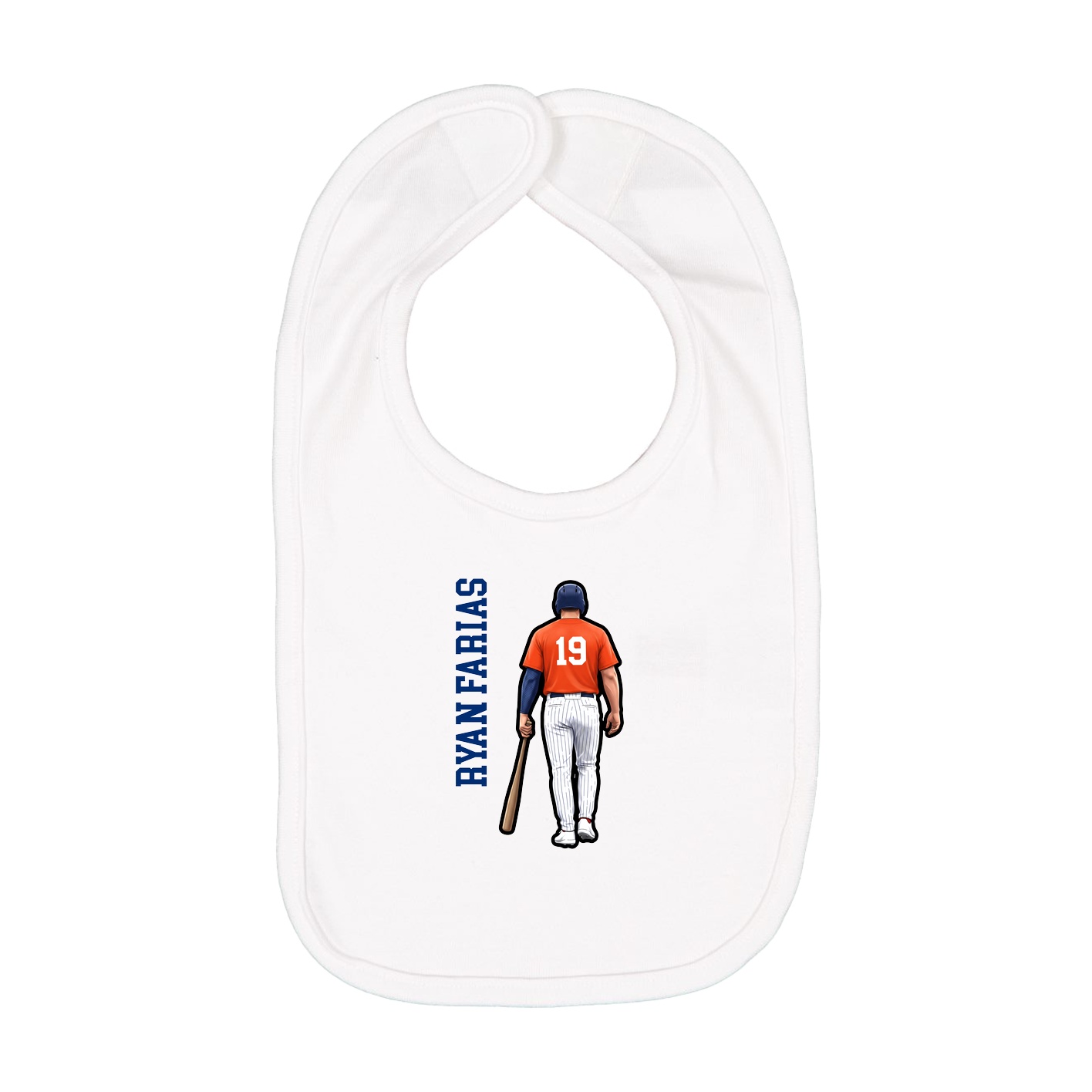 Infant Bib — Name Vertical in White