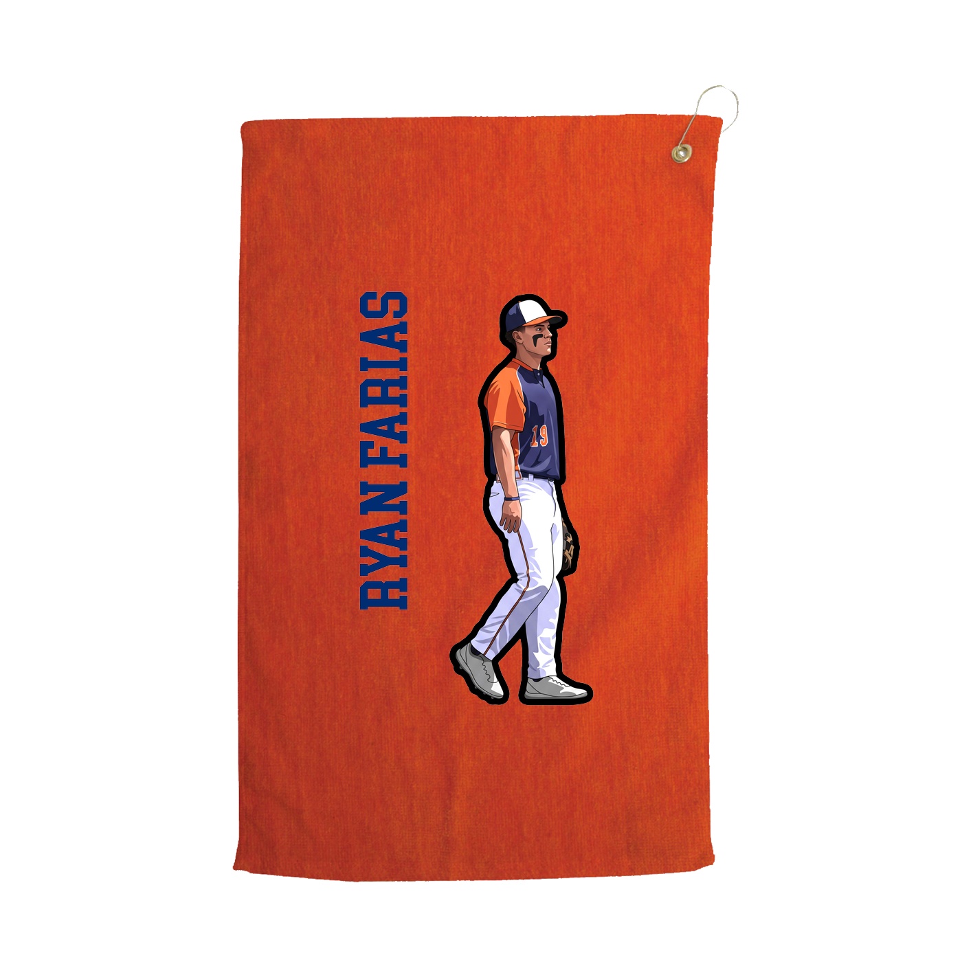 Golf Towel — Name Vertical in Orange