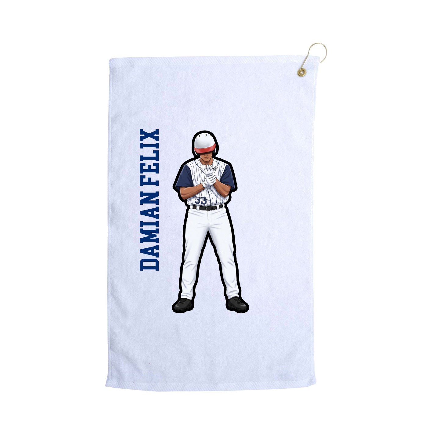 Golf Towel — Name Vertical in White