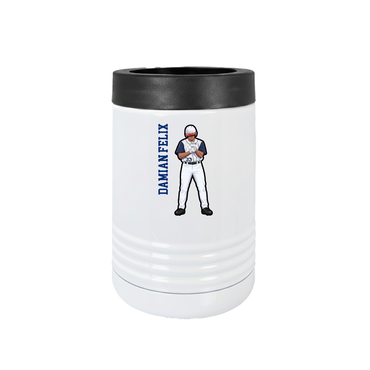 Beverage Holder — Name Vertical in White