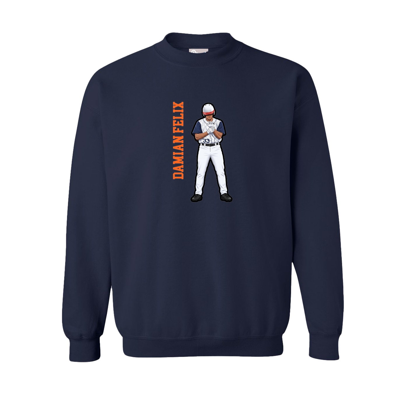 Fleece Crew — Name Vertical in Navy