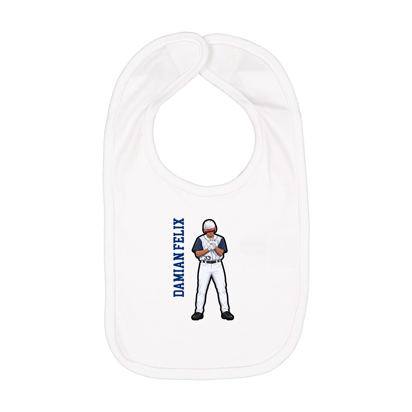 Infant Bib — Name Vertical in White