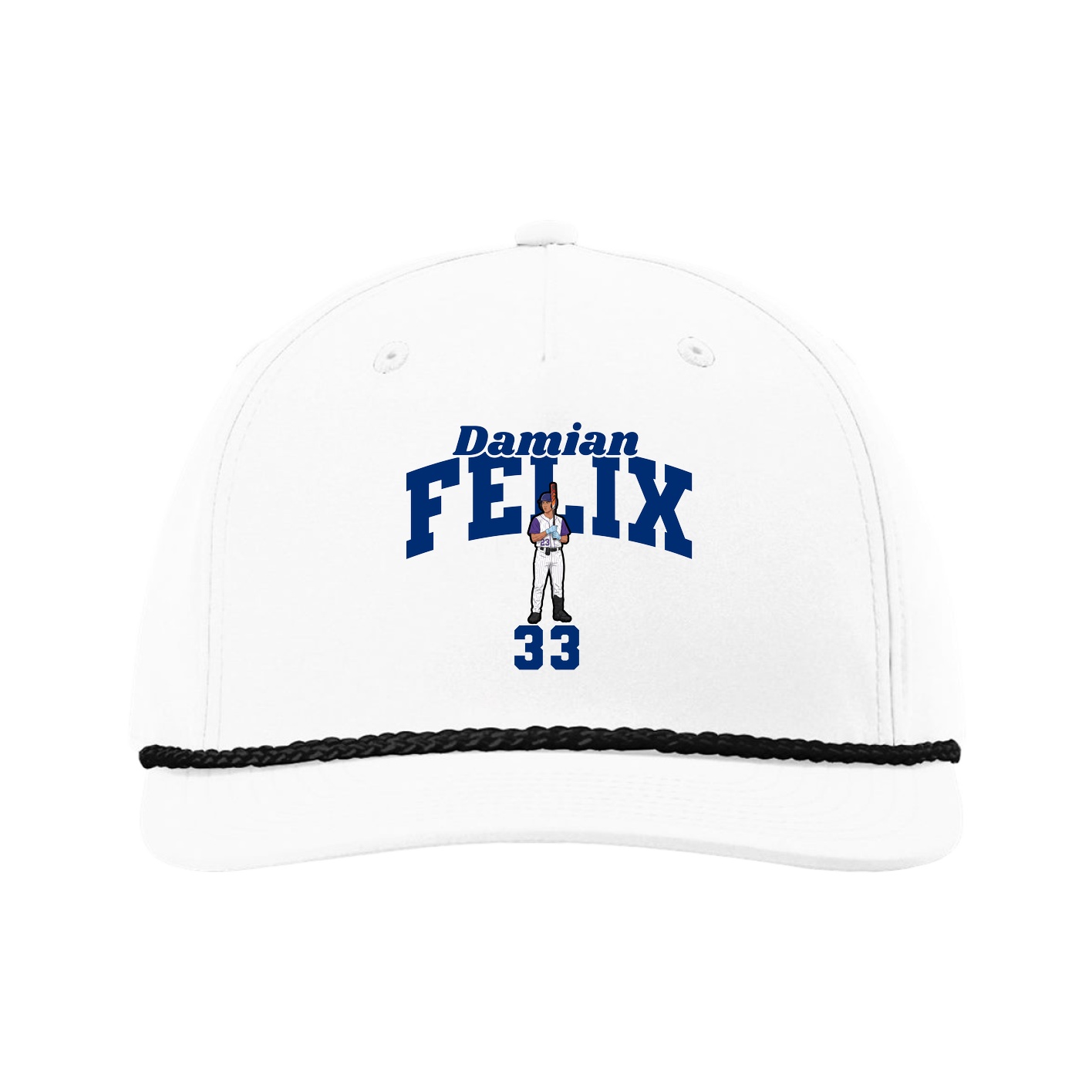 Five-Panel Classic Rope Cap — Signature Arch in White