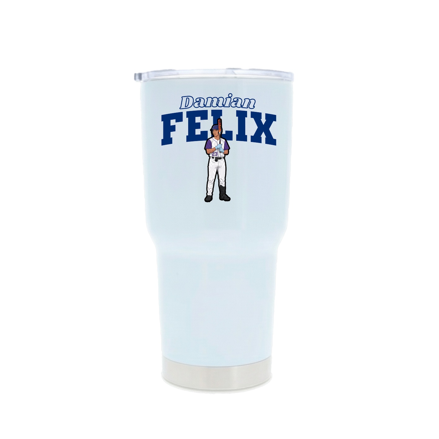 30oz Stainless Steel Tumbler — Name Arch in White